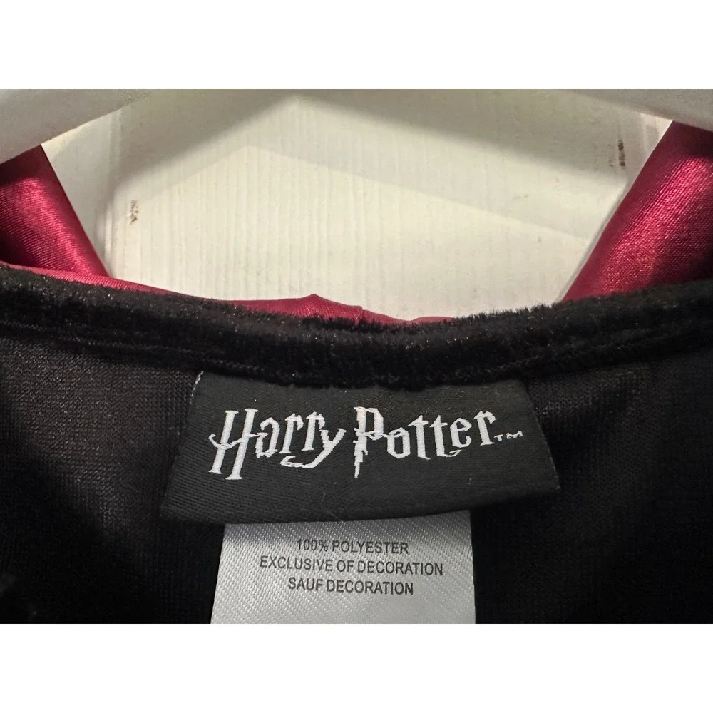 Harry Potter Gryffindor Robe Kids Black Velvet Hooded Costume House Crest Large